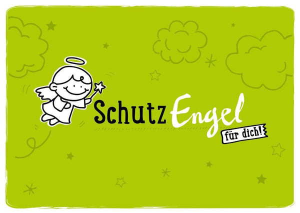 Glückwunschkarte Schutzengel - Engel Illustration mit Sternchen-Wolken, Hoffnung & Liebe, Postkarten-Sprüche