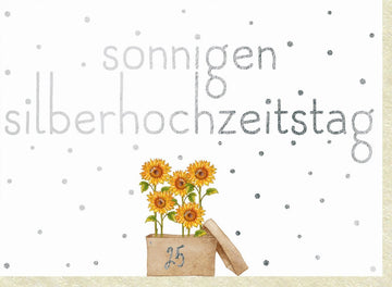 Glückwunschkarte Silberhochzeit - Edles Sonnenblumen - Design zum 25. Jubiläum, Perfekt für Paare zur Feier eines Vierteljahrhunderts Ehe