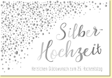 Glückwunschkarte Silberhochzeit mit Herzmotiv und modernem Design elegante Doppelkarte zur Silbernen Hochzeit 25 Jahre Jubiläum Hochzeitskarte