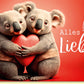 Glückwunschkarte süße Koalas mit Herz Alles Liebe rote Doppelkarte für besondere Anlässe liebevoll gestaltet Grußkarten Highlight