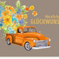 Glückwunschkarte Vintage Pickup & Blumen - Retro Design für besondere Momente
