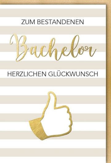 Glückwunschkarte zum Bachelor - Daumen hoch Design für Prüfungserfolg & akademische Feier