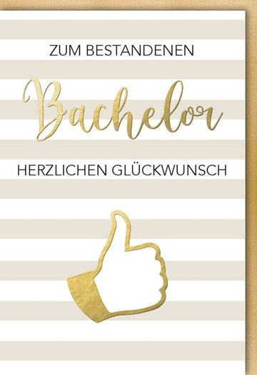 Glückwunschkarte zum Bachelor - Daumen hoch Design für Prüfungserfolg & akademische Feier