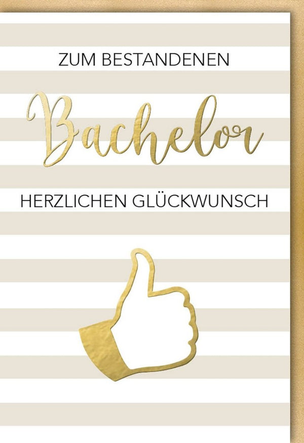 Glückwunschkarte zum Bachelor - Daumen hoch Design für Prüfungserfolg & akademische Feier