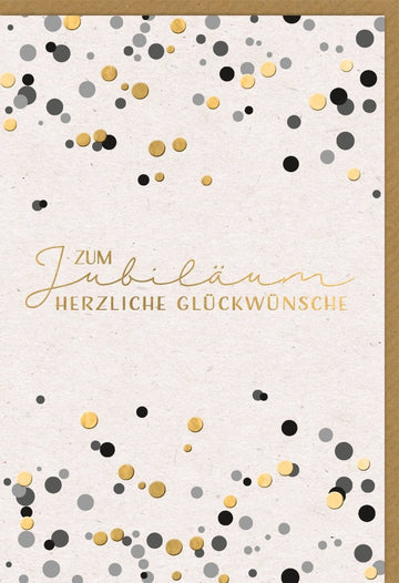 Glückwunschkarte zum Jubiläum edles Design mit goldenen Punkten und Schrift stilvolle Jubiläumskarte für besondere Anlässe