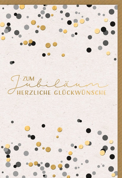 Glückwunschkarte zum Jubiläum edles Design mit goldenen Punkten und Schrift stilvolle Jubiläumskarte für besondere Anlässe