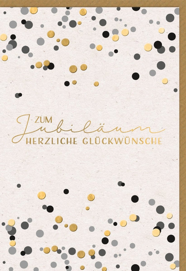 Glückwunschkarte zum Jubiläum edles Design mit goldenen Punkten und Schrift stilvolle Jubiläumskarte für besondere Anlässe