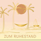 Glückwunschkarte zum Ruhestand mit goldenen Palmen Hängematte und Segelboot edle Doppelkarte für den Abschied in den Ruhestand