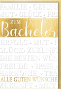Glückwunschkarte zur Bachelorprüfung - Akademische Gratulation für den erfolgreichen Abschluss, Zukunftswünsche