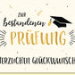 Glückwunschkarte zur bestandenen Prüfung mit goldener Schrift und Doktorhut Motiv moderne Doppelkarte herzlichen Glückwunsch
