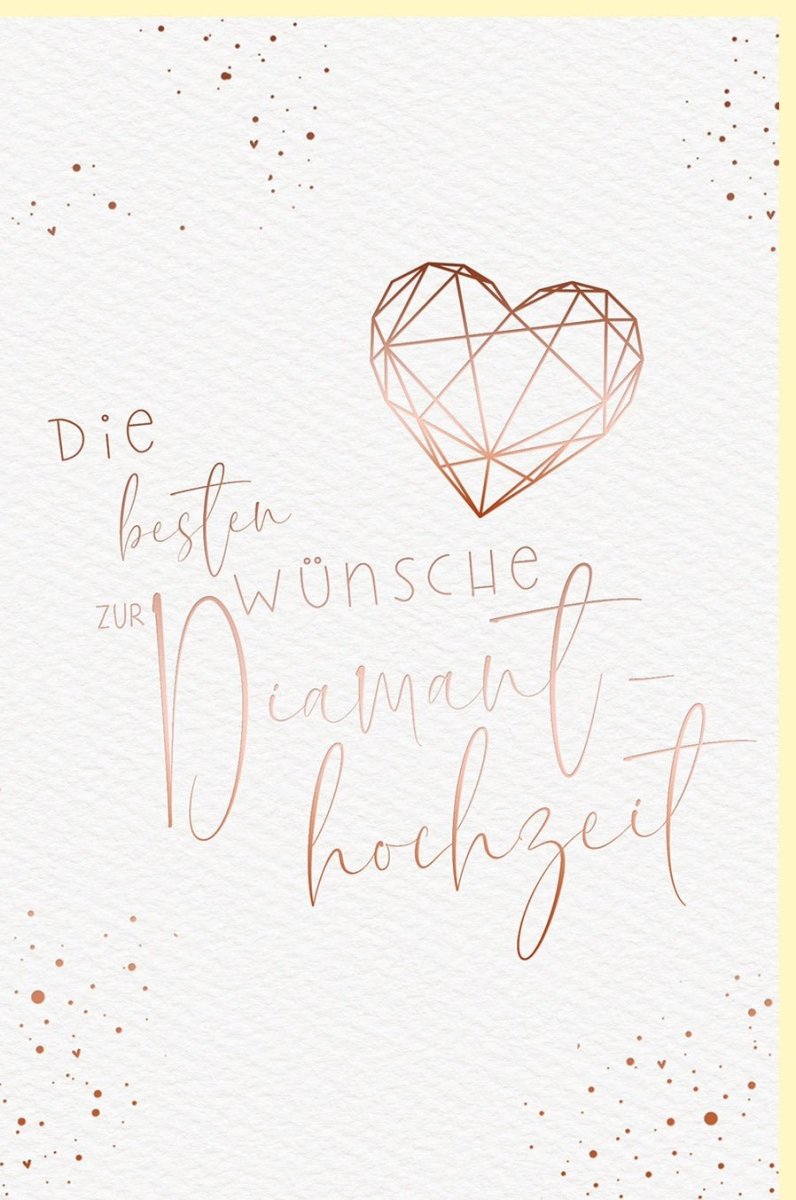 Glückwunschkarte zur Diamanthochzeit - Herzdesign mit Metallicfolie, Handgeschriebene Grüße für Jubiläumspaare