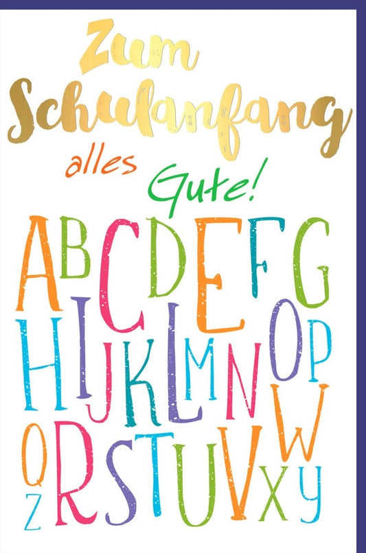 Glückwunschkarte zur Einschulung - ABC Erstklässler, Alphabet Motiv für den Schulanfang, Perfekt für Grundschüler am ersten Schultag