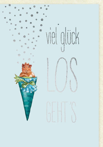 Glückwunschkarte zur Einschulung - Erstklässler Grußkarte mit Zuckertüten - Motiv für den Schulstart