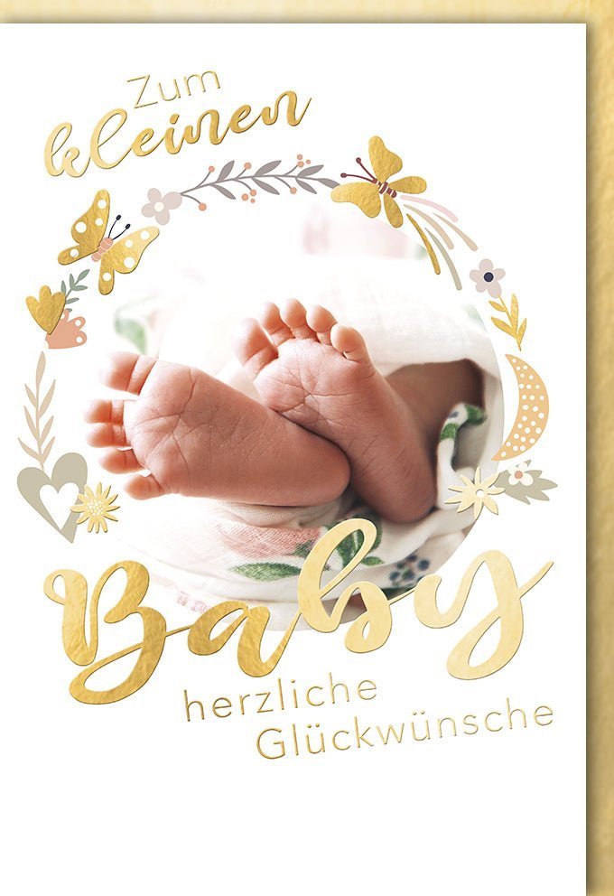 Glückwunschkarte zur Geburt - Babyfüße Design, Perfekt für Babyparty & Babyshower, Willkommen kleines Wunder!