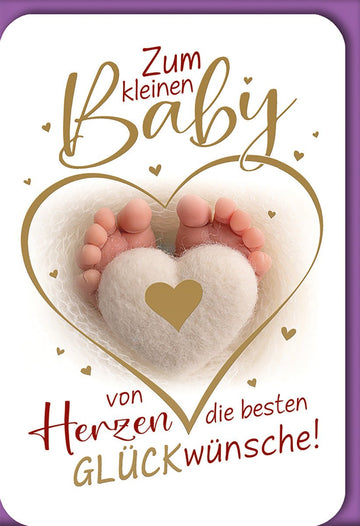 Glückwunschkarte zur Geburt – Babyfüße mit Herz aus Filz und liebevollem Schriftzug
