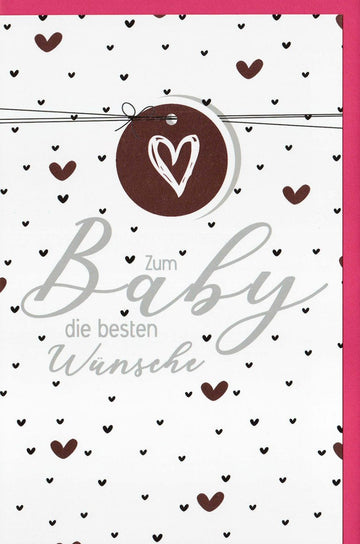 Glückwunschkarte zur Geburt - Herzchen Design, Liebevolle Grußkarte für Neugeborene "Welcome Newborn"