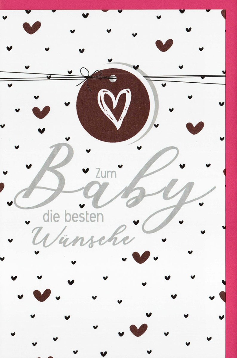 Glückwunschkarte zur Geburt - Herzchen Design, Liebevolle Grußkarte für Neugeborene "Welcome Newborn"
