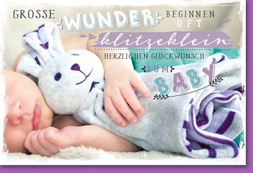 Glückwunschkarte zur Geburt: Herzliche Gratulation zur Babyparty, Willkommen kleines Wunder