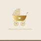 Glückwunschkarte zur Geburt - Midoro Babykarte in Beige/Gold mit Kinderwagen - Motiv, Herzliche Grüße für Eltern, Freunde & Familie