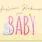Glückwunschkarte zur Geburt mit Elefant Hase Gans und Schmetterling liebevoll illustriert zarte Farben Babykarten für Mädchen und Jungen