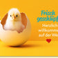 Glückwunschkarte zur Geburt mit Küken im Ei und Herz Motiv liebevoller Spruch Frisch geschlüpft Willkommen Baby Grußkarte