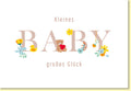 Glückwunschkarte zur Geburt niedliches Baby Motiv mit Teddybär und Blumen zarte Farben für Mädchen oder Jungen