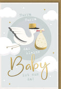 Glückwunschkarte zur Geburt - Storch & Baby, Herzliche Grüße für Neugeborene und Eltern, Perfekt für Babyshower