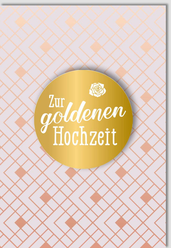 Glückwunschkarte zur Goldenen Hochzeit - Elegantes Design mit Goldakzenten für ein festliches Jubiläum und liebevolle Gratulation