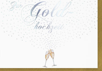 Glückwunschkarte zur Goldenen Hochzeit - Elegantes Sektgläser Design mit Glitzerprägung für 50 Jahre Ehefeier