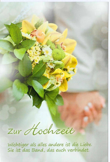Glückwunschkarte zur Hochzeit mit Blumenstrauß und romantischem Spruch edle Hochzeitskarte für Verliebte stilvolle Grußkarte zur Vermählung