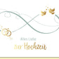 Glückwunschkarte zur Hochzeit mit goldenen Ringen und Tauben edles Design Doppelkarte für Hochzeitsglückwünsche stilvolle Hochzeitskarte