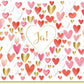 Glückwunschkarte zur Hochzeit mit goldenen und roten Herzen romantische Doppelkarte Ja Schriftzug edle Hochzeitskarte Liebe