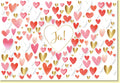Glückwunschkarte zur Hochzeit mit goldenen und roten Herzen romantische Doppelkarte Ja Schriftzug edle Hochzeitskarte Liebe