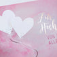 Glückwunschkarte zur Hochzeit mit Herzen und Ballons auf rosa Aquarell Hintergrund edle Doppelkarte für Hochzeitsglückwünsche