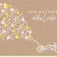 Glückwunschkarte zur Hochzeit mit Tandem und Herzmotiven auf Kraftpapier romantische Hochzeitskarte alles Liebe zur Vermählung
