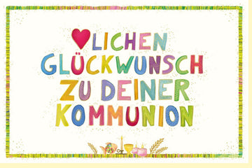 Glückwunschkarte zur Kommunion - Herz & Skorpion Motiv, Bunte Farben, Spirituelles Design für Kinder