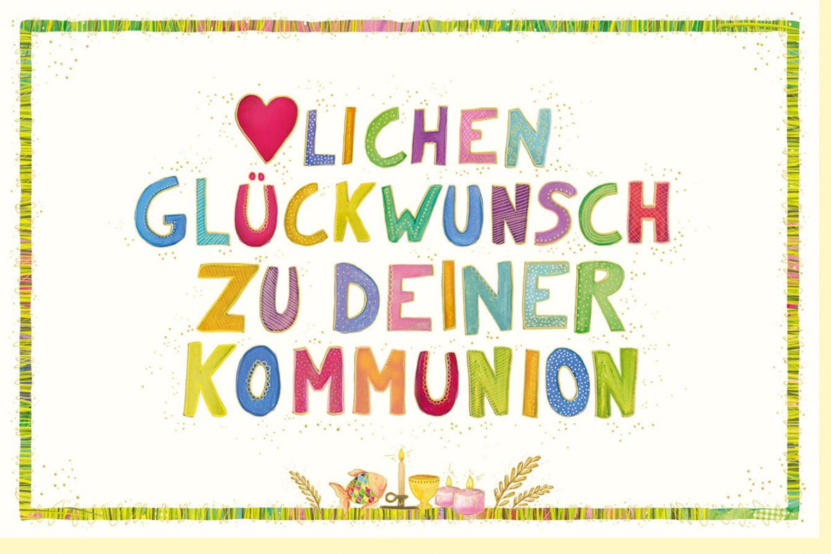 Glückwunschkarte zur Kommunion - Herz & Skorpion Motiv, Bunte Farben, Spirituelles Design für Kinder