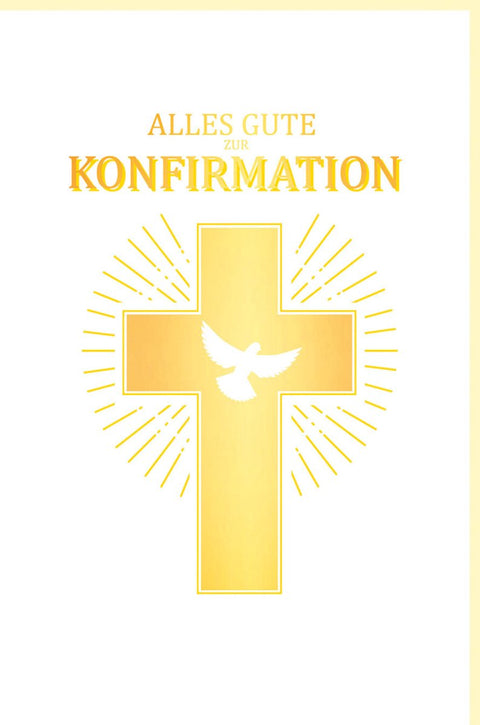 Glückwunschkarte zur Konfirmation mit goldenem Kreuz und Taube edle Doppelkarte für Jungen und Mädchen religiöse Karte feierlicher Anlass