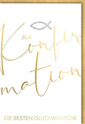 Glückwunschkarte zur Konfirmation - Stilvolles Design mit Goldfolienprägung auf Naturkarton, ideal für kirchliche Feierlichkeiten und Segenswünsche.
