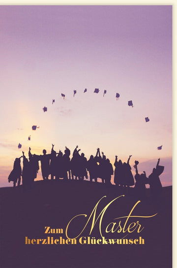 Glückwunschkarte zur Prüfung - Akademische Feier mit Hutwurf - Motiv für den erfolgreichen Abschluss
