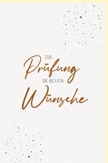 Glückwunschkarte zur Prüfung - Elegante Karte auf Naturkarton, Beige mit Goldschrift, Minimalistisches Design für Abschlussgratulation