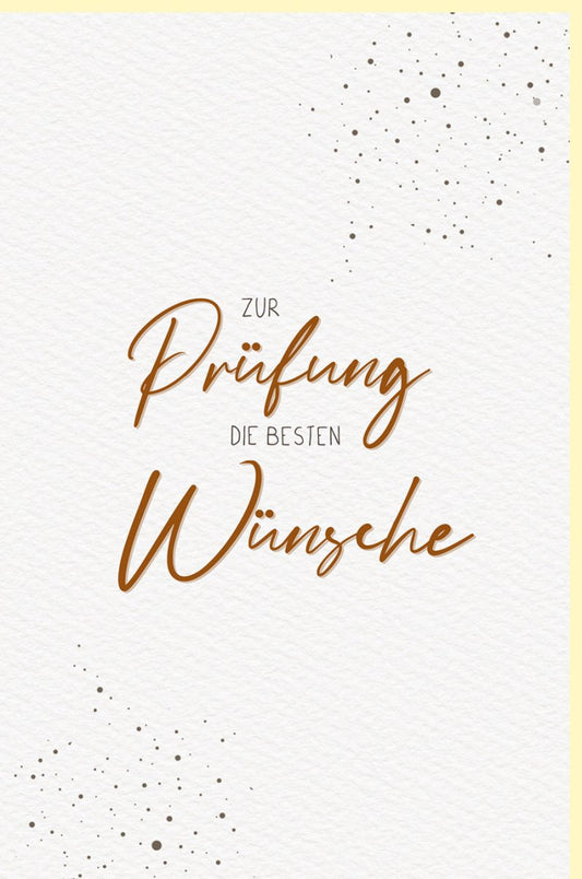 Glückwunschkarte zur Prüfung - Elegante Karte auf Naturkarton, Beige mit Goldschrift, Minimalistisches Design für Abschlussgratulation