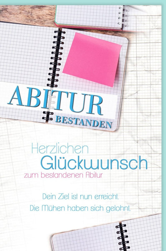 Glückwunschkarte zur Prüfung - Herzliche Gratulation zum Abitur, ideales Geschenk für Abschlussfeier von Schülern & Studenten