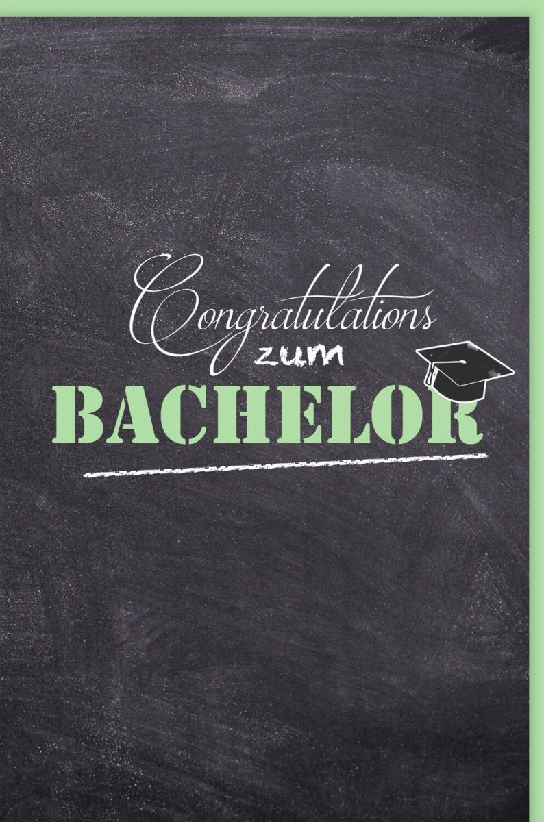 Glückwunschkarte zur Prüfung - Herzliche Gratulation zum Bachelorabschluss mit stilvollem Tafeldesign und akademischem Flair