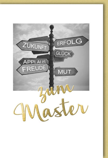 Glückwunschkarte zur Prüfung - Inspirierende Botschaft für den Masterabschluss, Mut und Freude auf dem weiteren Weg