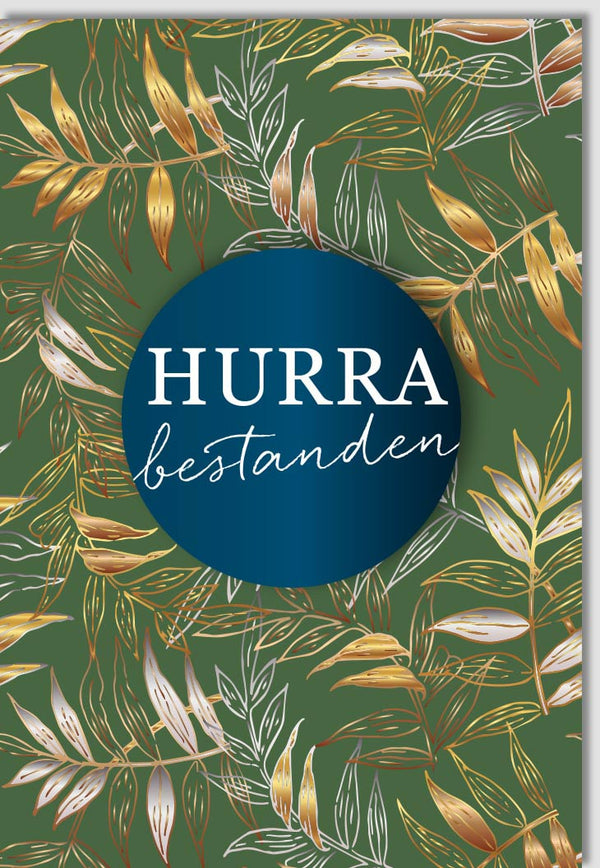 Glückwunschkarte zur Prüfung - Stilvolle Karte in Blau & Grün mit Goldakzenten für Examenserfolg