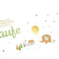 Glückwunschkarte zur Taufe mit Elefant und Luftballon liebevolles Motiv Kirche modernes Design Taufkarte für Mädchen und Jungen