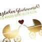 Glückwunschkarte Zwillinge Geburt Doppelkarte mit goldenen Kinderwagen Herz Motiv Grußkarte zur Geburt Zwillinge Babykarten