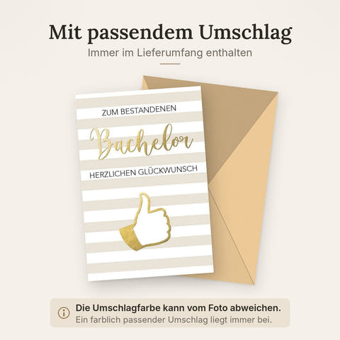 Glückwunschkarte zum Bachelor - Daumen hoch Design für Prüfungserfolg & akademische Feier