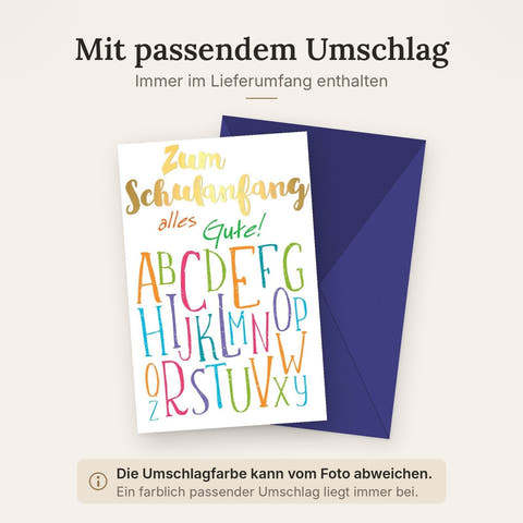 Glückwunschkarte zur Einschulung - ABC Erstklässler, Alphabet Motiv für den Schulanfang, Perfekt für Grundschüler am ersten Schultag
